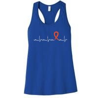 Kidney Cancer Heartbeat Kidney Cancer Awareness Ribbon Gift Women's Racerback Tank