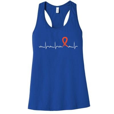 Kidney Cancer Heartbeat Kidney Cancer Awareness Ribbon Gift Women's Racerback Tank