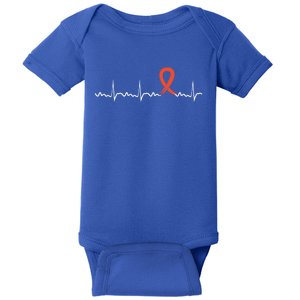 Kidney Cancer Heartbeat Kidney Cancer Awareness Ribbon Gift Baby Bodysuit