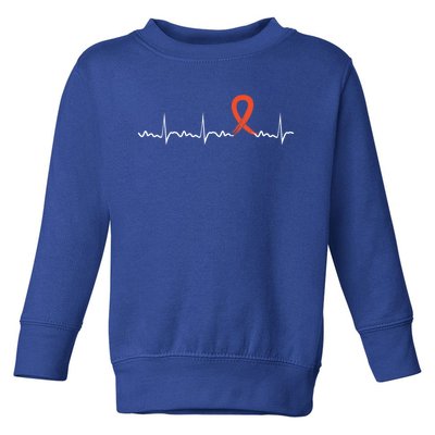 Kidney Cancer Heartbeat Kidney Cancer Awareness Ribbon Gift Toddler Sweatshirt