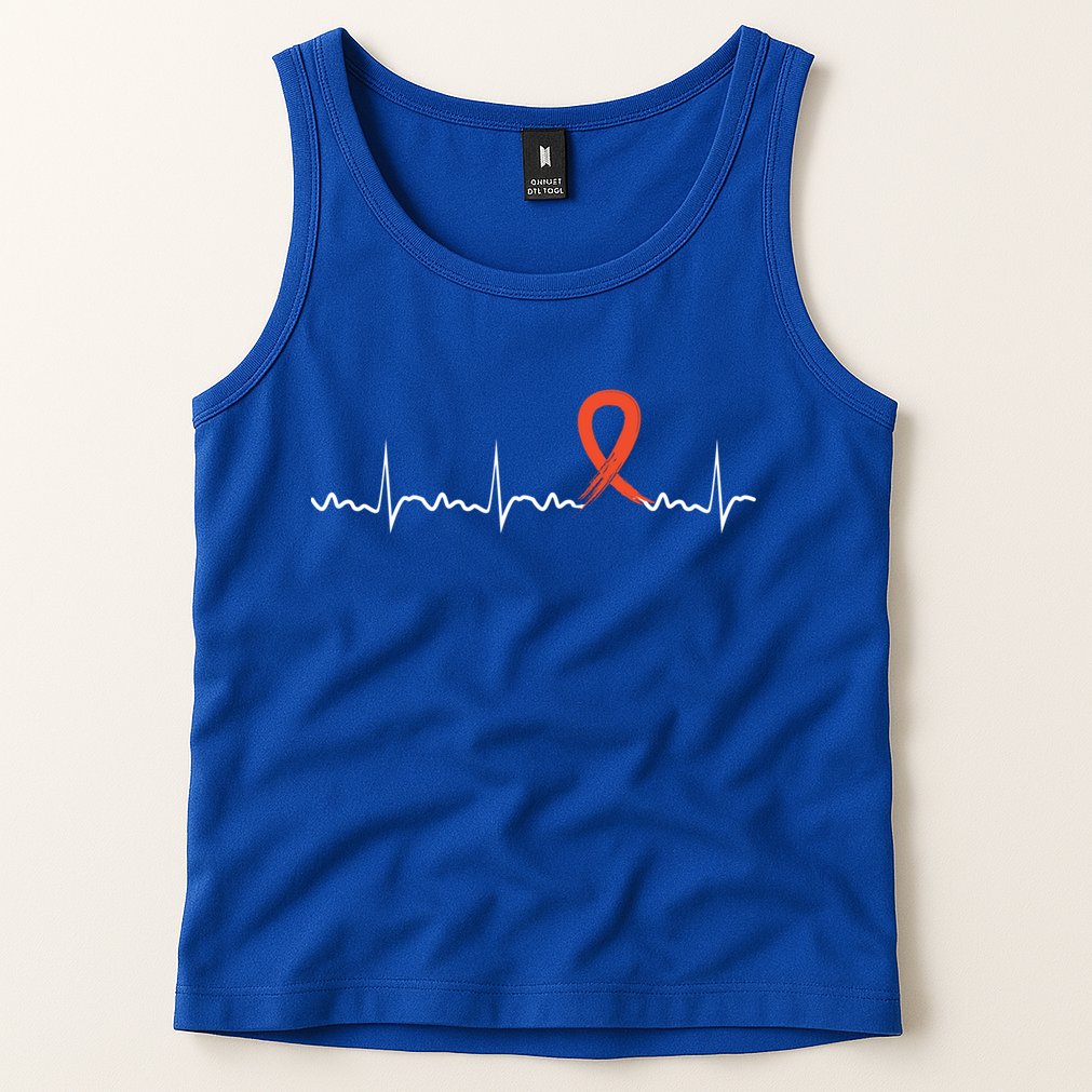Kidney Cancer Heartbeat Kidney Cancer Awareness Ribbon Gift Tank Top