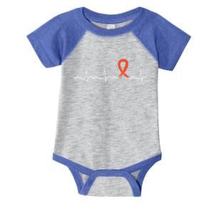 Kidney Cancer Heartbeat Kidney Cancer Awareness Ribbon Gift Infant Baby Jersey Bodysuit