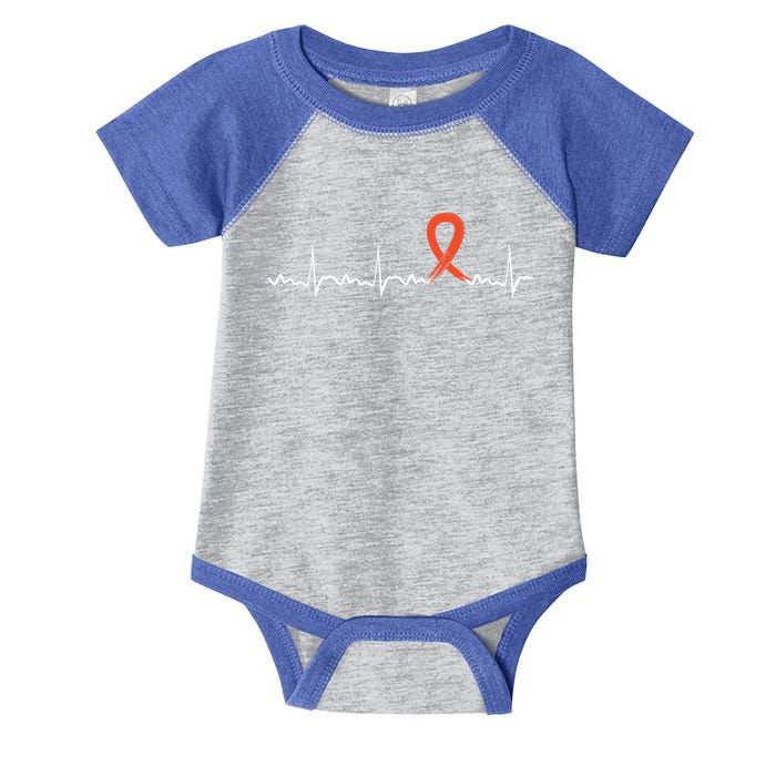 Kidney Cancer Heartbeat Kidney Cancer Awareness Ribbon Gift Infant Baby Jersey Bodysuit