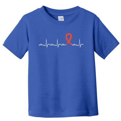 Kidney Cancer Heartbeat Kidney Cancer Awareness Ribbon Gift Toddler T-Shirt