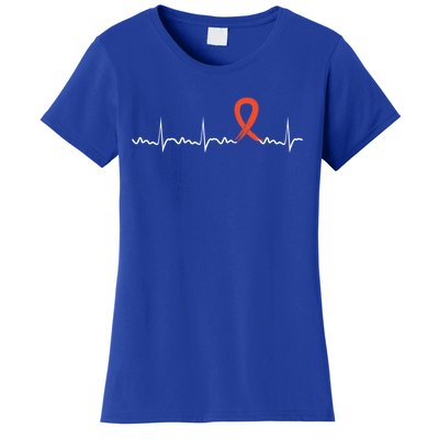 Kidney Cancer Heartbeat Kidney Cancer Awareness Ribbon Gift Women's T-Shirt