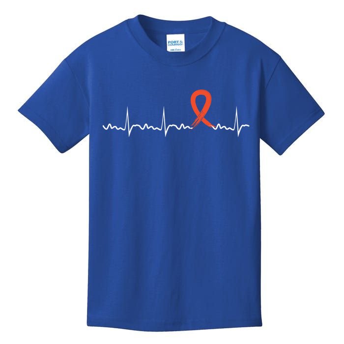 Kidney Cancer Heartbeat Kidney Cancer Awareness Ribbon Gift Kids T-Shirt