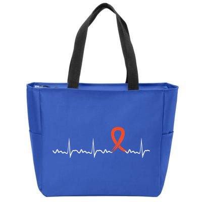 Kidney Cancer Heartbeat Kidney Cancer Awareness Ribbon Gift Zip Tote Bag