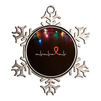 Kidney Cancer Heartbeat Kidney Cancer Awareness Ribbon Gift Metallic Star Ornament