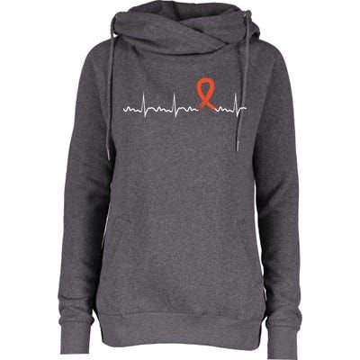 Kidney Cancer Heartbeat Kidney Cancer Awareness Ribbon Gift Womens Funnel Neck Pullover Hood