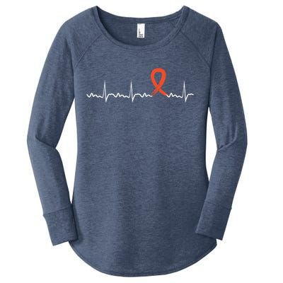 Kidney Cancer Heartbeat Kidney Cancer Awareness Ribbon Gift Women's Perfect Tri Tunic Long Sleeve Shirt