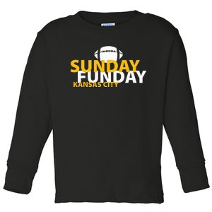 Kansas City Heart Pride Love Gift KC Sunday Funday Toddler Long Sleeve Shirt