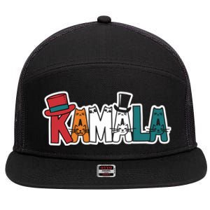 Kamala Cats Hats Fun Personalized Name Gift 7 Panel Mesh Trucker Snapback Hat