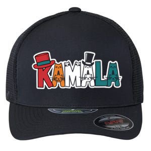 Kamala Cats Hats Fun Personalized Name Gift Flexfit Unipanel Trucker Cap