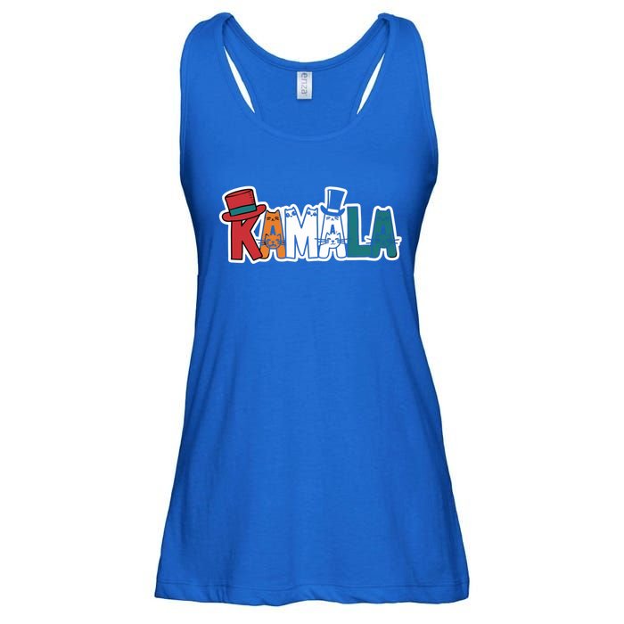 Kamala Cats Hats Fun Personalized Name Gift Ladies Essential Flowy Tank