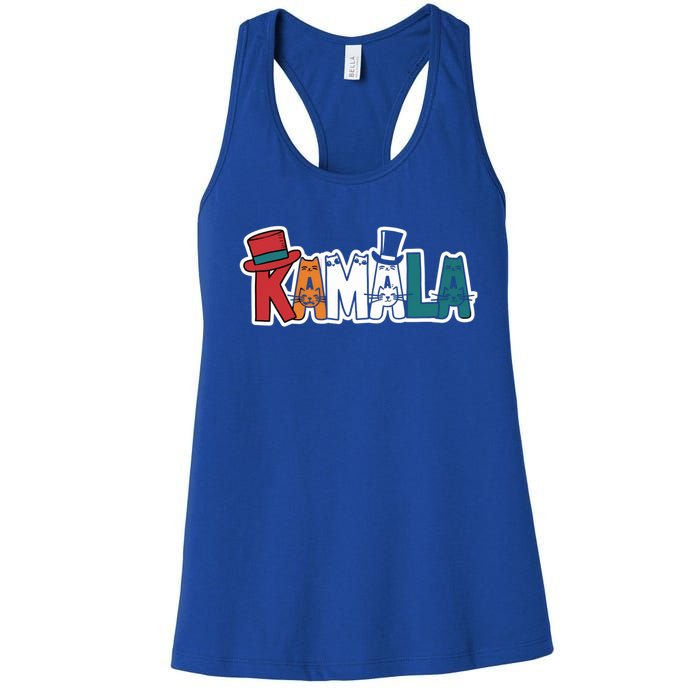 Kamala Cats Hats Fun Personalized Name Gift Women's Racerback Tank