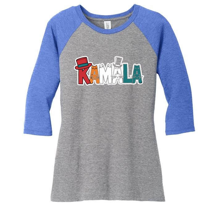 Kamala Cats Hats Fun Personalized Name Gift Women's Tri-Blend 3/4-Sleeve Raglan Shirt