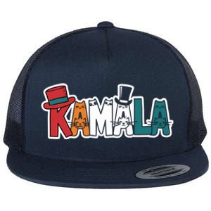 Kamala Cats Hats Fun Personalized Name Gift Flat Bill Trucker Hat