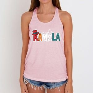 Kamala Cats Hats Fun Personalized Name Gift Women's Knotted Racerback Tank