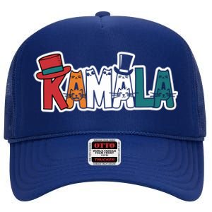 Kamala Cats Hats Fun Personalized Name Gift High Crown Mesh Back Trucker Hat