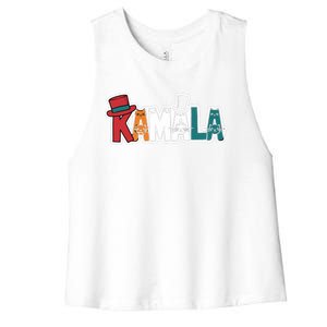 Kamala Cats Hats Fun Personalized Name Gift Women's Racerback Cropped Tank