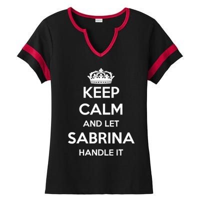 Keep Calm Handle It Personalized First Name Funny Sabrina Ladies Halftime Notch Neck Tee