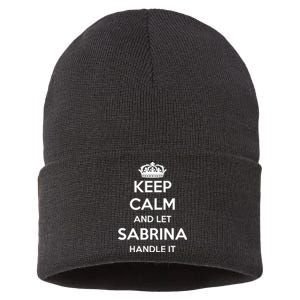 Keep Calm Handle It Personalized First Name Funny Sabrina Sustainable Knit Beanie