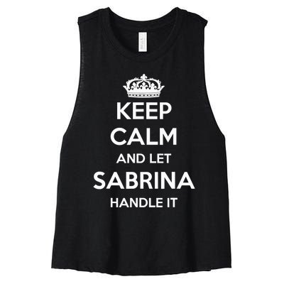 Keep Calm Handle It Personalized First Name Funny Sabrina Women's Racerback Cropped Tank