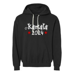 Kamala Cat Harris Walz 2024 Garment-Dyed Fleece Hoodie