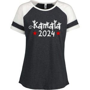 Kamala Cat Harris Walz 2024 Enza Ladies Jersey Colorblock Tee