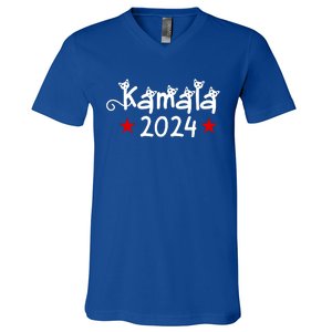 Kamala Cat Harris Walz 2024 V-Neck T-Shirt