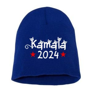 Kamala Cat Harris Walz 2024 Short Acrylic Beanie