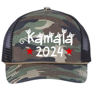 Kamala Cat Harris Walz 2024 Retro Rope Trucker Hat Cap