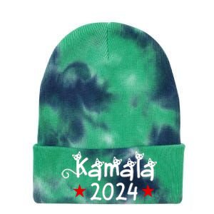 Kamala Cat Harris Walz 2024 Tie Dye 12in Knit Beanie