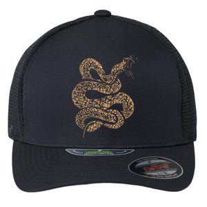 King Cobra Hissing Distressed Snake Lover Gift Flexfit Unipanel Trucker Cap