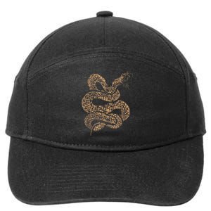 King Cobra Hissing Distressed Snake Lover Gift 7-Panel Snapback Hat