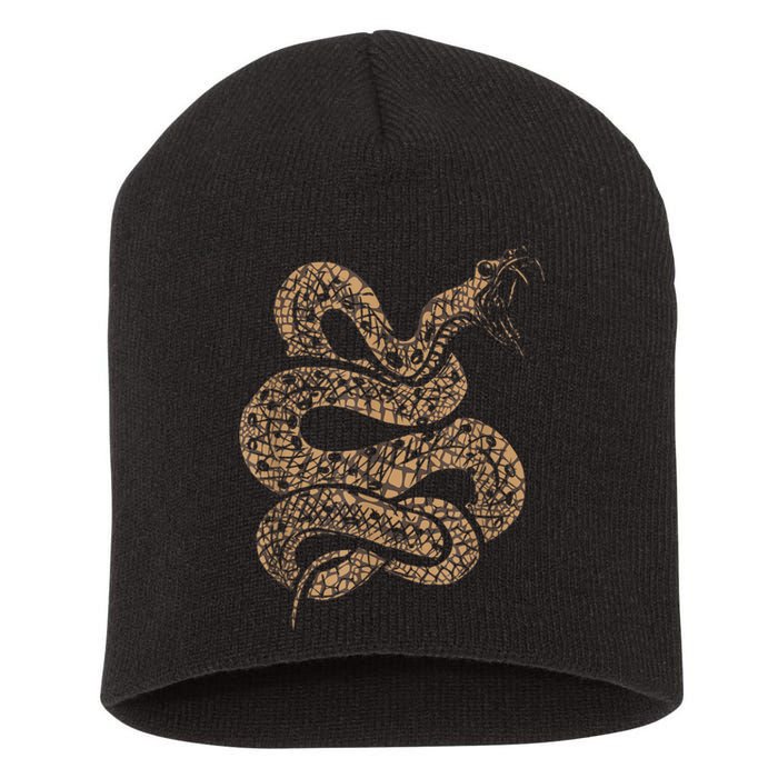 King Cobra Hissing Distressed Snake Lover Gift Short Acrylic Beanie