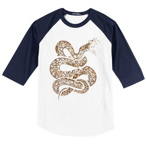 King Cobra Hissing Distressed Snake Lover Gift Baseball Sleeve Shirt