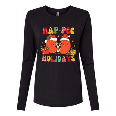 Kidney Christmas Happee Holidays Xmas Nurse Womens Cotton Relaxed Long Sleeve T-Shirt