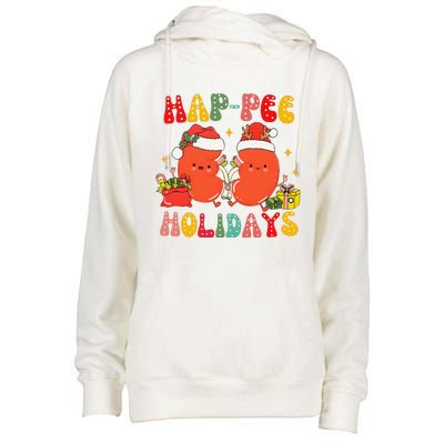 Kidney Christmas Happee Holidays Xmas Nurse Womens Funnel Neck Pullover Hood