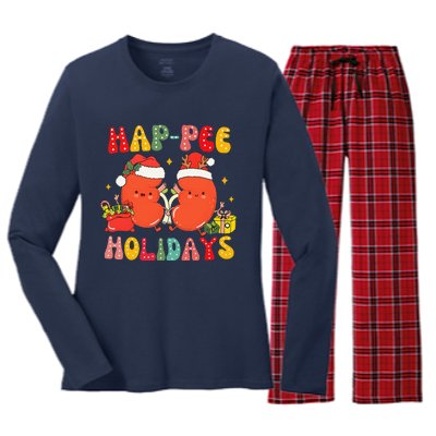 Kidney Christmas Happee Holidays Xmas Nurse Women's Long Sleeve Flannel Pajama Set 