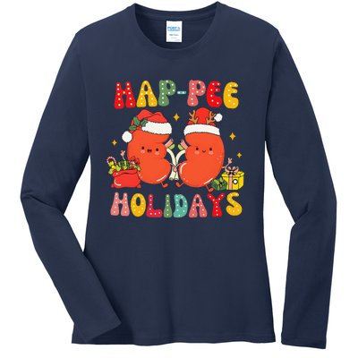 Kidney Christmas Happee Holidays Xmas Nurse Ladies Long Sleeve Shirt