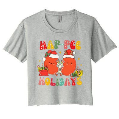 Kidney Christmas Happee Holidays Xmas Nurse Women's Crop Top Tee