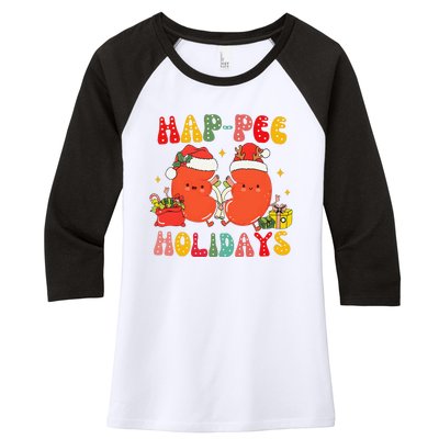 Kidney Christmas Happee Holidays Xmas Nurse Women's Tri-Blend 3/4-Sleeve Raglan Shirt