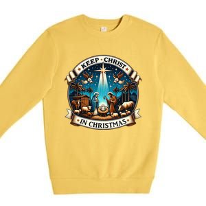 Keep Christ In Christmas  Nativity Scene   Premium Crewneck Sweatshirt