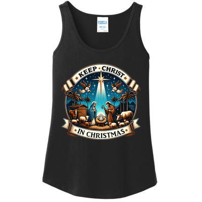 Keep Christ In Christmas  Nativity Scene   Ladies Essential Tank