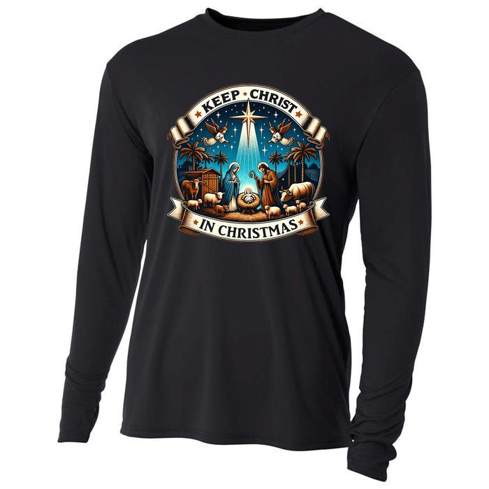 Keep Christ In Christmas  Nativity Scene   Cooling Performance Long Sleeve Crew