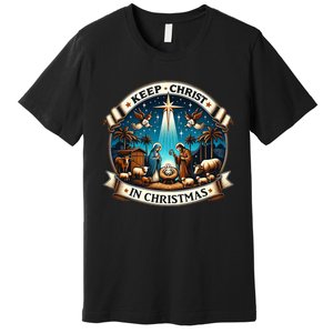 Keep Christ In Christmas  Nativity Scene   Premium T-Shirt