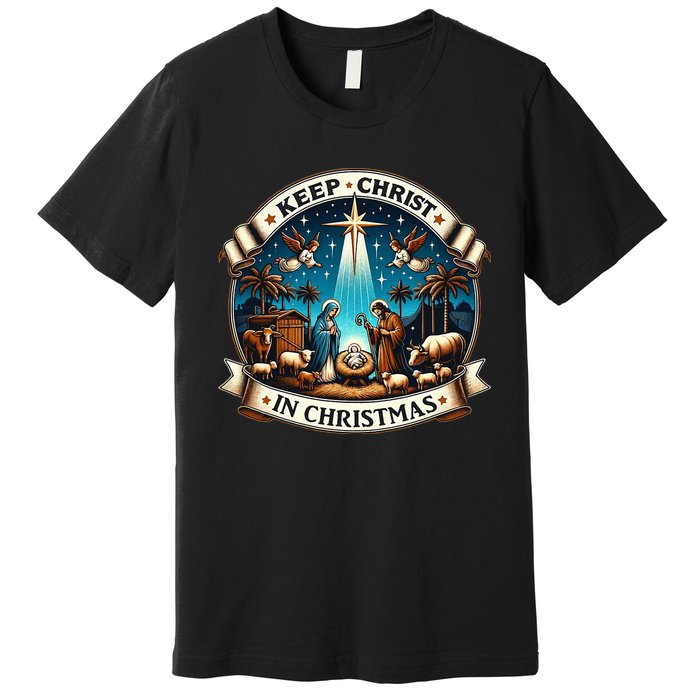 Keep Christ In Christmas  Nativity Scene   Premium T-Shirt