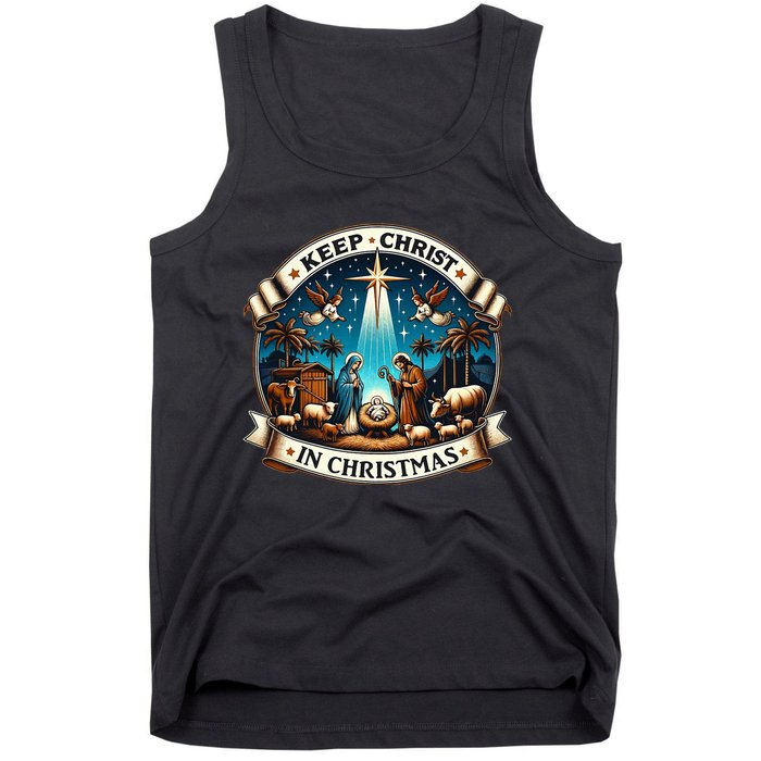 Keep Christ In Christmas  Nativity Scene   Tank Top