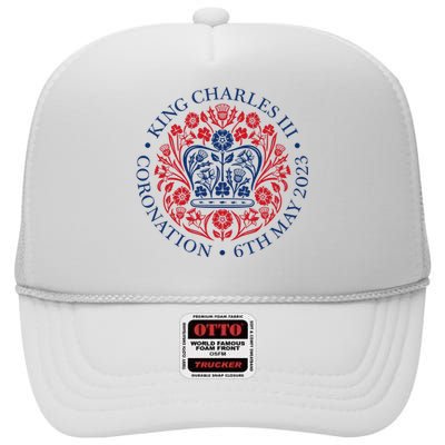 King Charles III Coronation 2023 High Crown Mesh Back Trucker Hat